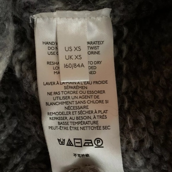 By Anthropologie Women Sweater Wool Alpaca Blend Mock Neck Stripe Gray cream - Picture 8 of 9